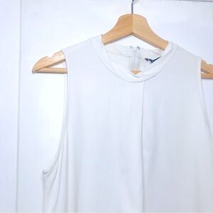 Theory White Mock Neck Sleeveless Blouse